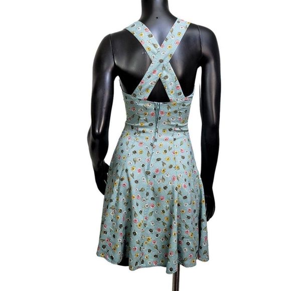 Vintage 90s Y2K Rampage Size S/M Floral Criss‎ Cross Back Fit & Flare Dress - Picture 7 of 10